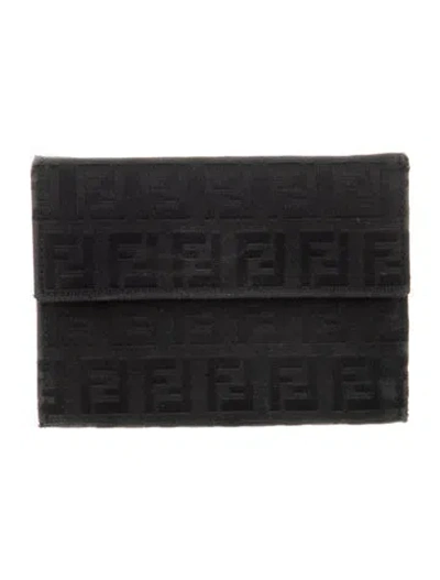 Pre-owned Fendi Vintage Canvas Bifold Wallet Wallet In Black