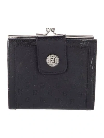 Pre-owned Fendi Vintage Canvas Wallet In Black