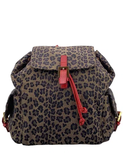 Fendi Vintage Cloth Backpack Leopard (authentic Pre-loved)