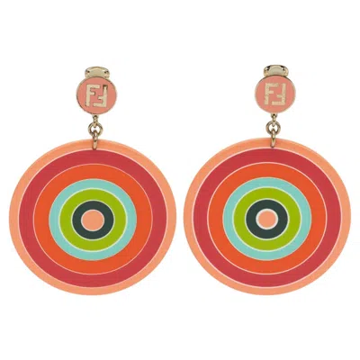 Pre-owned Fendi Vintage Coral Green Clip Earrings In Red