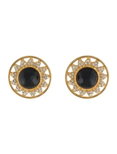 Pre-owned Fendi Vintage Crystal & Glass Clip-on Earrings In Multi
