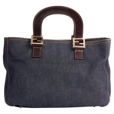 Pre-owned Fendi Vintage  1990's Denim Mini Tote Bag In Black