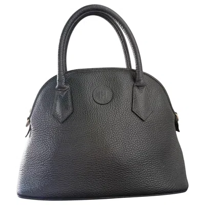 Pre-owned Fendi Vintage  Domed Satchel Black Pebbled Leather Top Handle Bag Circa 2000