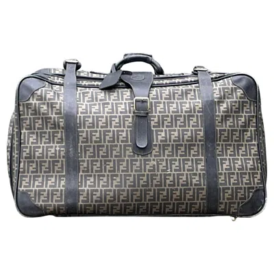 Pre-owned Fendi Vintage  Zucca Soft Sided Suitcase In Gray