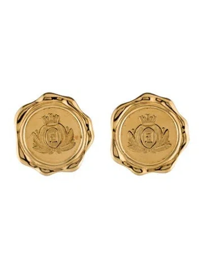 Pre-owned Fendi Vintage Ff Logo Clip On Earrings In Multi