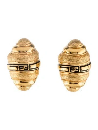 Pre-owned Fendi Vintage Ff Logo Clip-on Earrings In Black