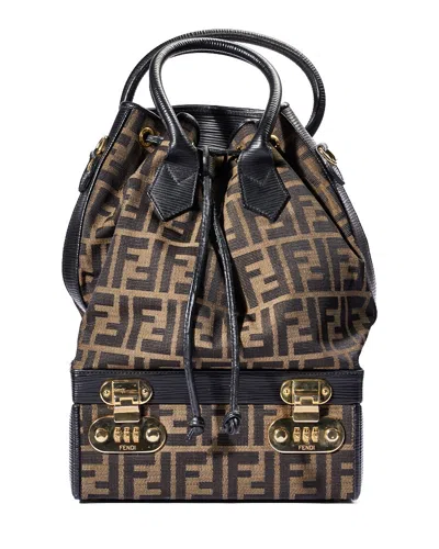 Fendi Vintage Ff Logomania Shopper Trunk In Brown In Gray