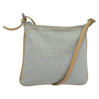 Pre-owned Fendi Vintage Flat Crossbody Bag Zucchino Canvas Blue Canvas Shoulder Bag Bag ()
