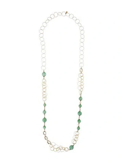Pre-owned Fendi Vintage Glass Bead Necklace, 21" In Green