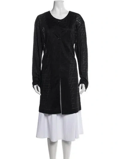 Pre-owned Fendi Vintage Graphic Print Coat In Black