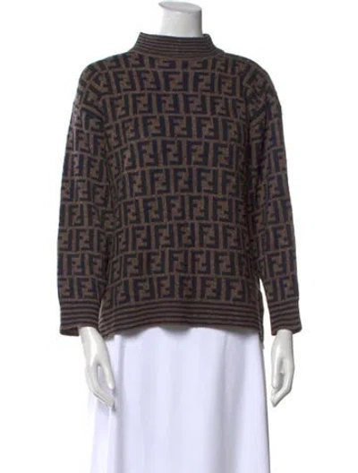 Pre-owned Fendi Vintage Jeans Sweatshirt In Brown