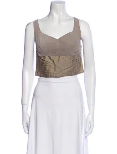 Pre-owned Fendi Vintage Late 1980's - Early 1990's Crop Top In Black