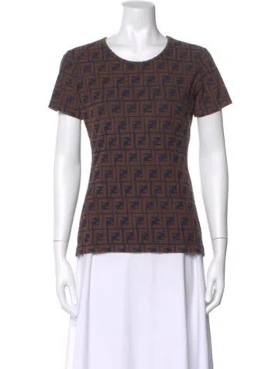 Pre-owned Fendi Vintage Late 1980's - Early 1990's T-shirt In Brown