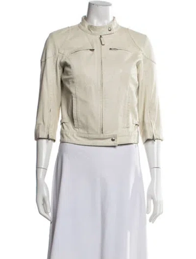 Pre-owned Fendi Vintage Late 2000's - Early 2010's Biker Jacket In Neutral