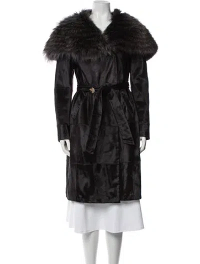 Pre-owned Fendi Vintage Late 2000's - Early 2010's Faux Fur Coat In Black
