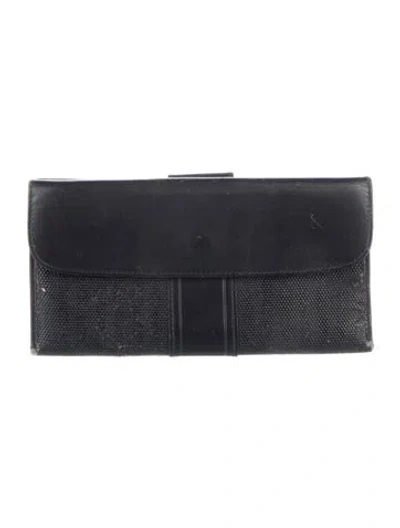 Pre-owned Fendi Vintage Leather Continental Wallet In Black