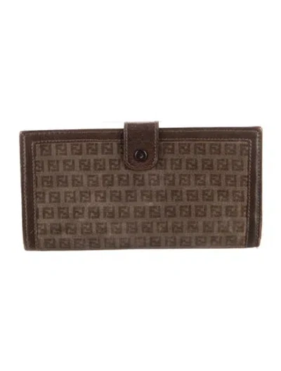 Pre-owned Fendi Vintage Leather French Purse In Brown