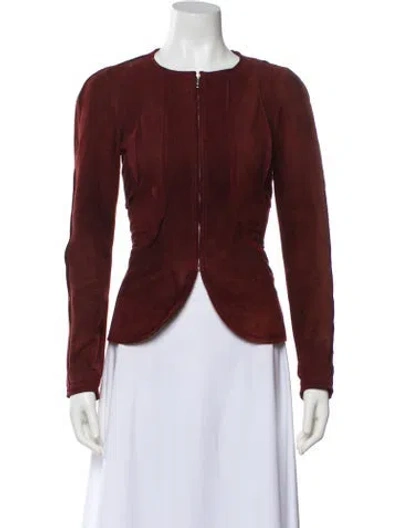 Pre-owned Fendi Vintage Leather Jacket In Burgundy