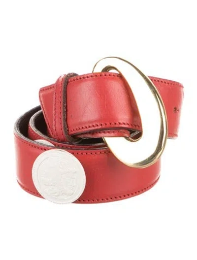 Pre-owned Fendi Vintage Leather Waist Belt In Red