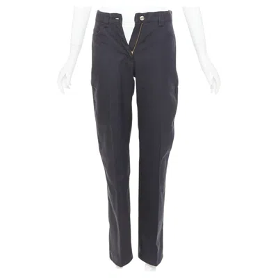 Pre-owned Fendi Vintage Logo Tape Straight Leg Jeans It42 M In Black