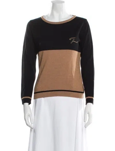 Pre-owned Fendi Vintage Merino Wool Sweater In Black