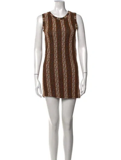 Pre-owned Fendi Vintage Mini Dress In Brown