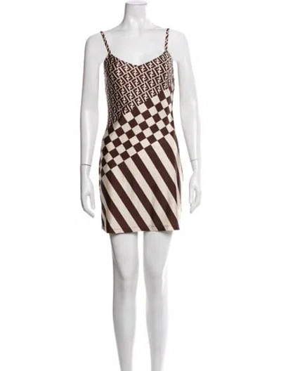 Pre-owned Fendi Vintage Mini Dress In Brown