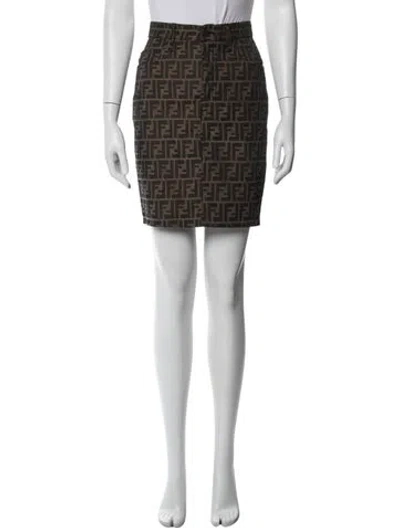 Pre-owned Fendi Vintage Mini Skirt In Black/brown