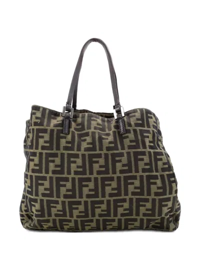 Pre-owned Fendi Vintage Open Zucca Canvas Medium Tote Bag In Brown