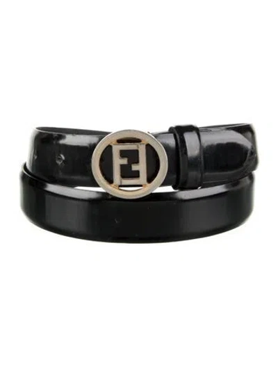 Pre-owned Fendi Vintage Patent Leather Belt In Black