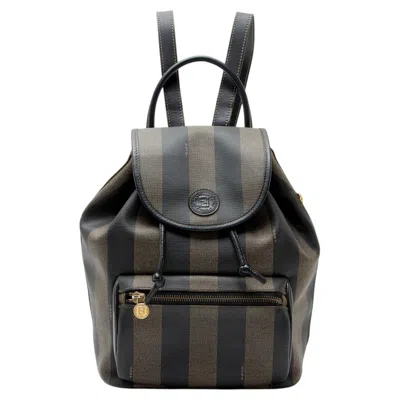 Pre-owned Fendi Vintage Pequin Drawstring Backpack In Black