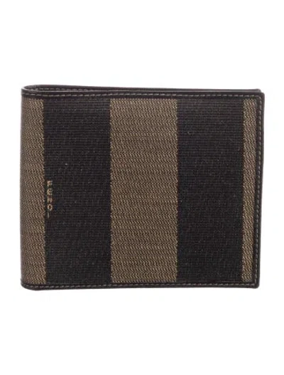 Pre-owned Fendi Vintage Pequin Pattern Bifold Wallet In Brown