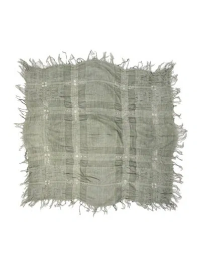 Pre-owned Fendi Vintage Plaid Print Scarf In Green