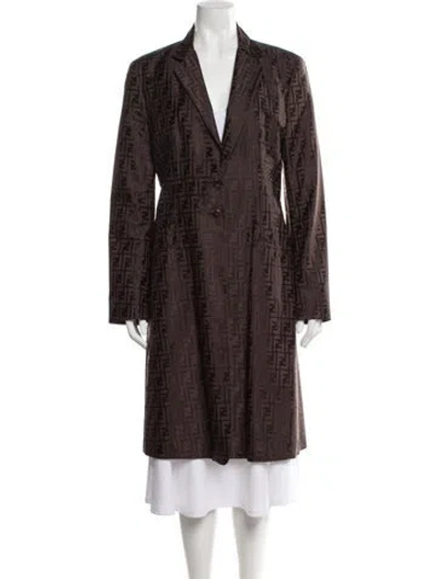 Pre-owned Fendi Vintage Printed Faux Fur Coat In Brown
