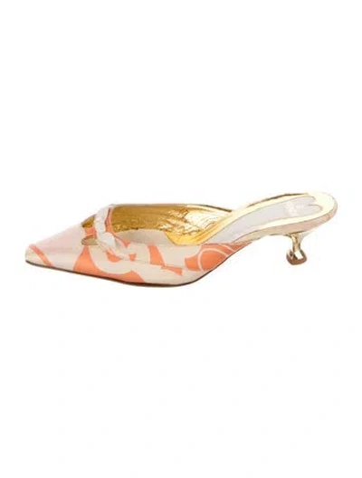 Pre-owned Fendi Vintage Satin Mules In Orange