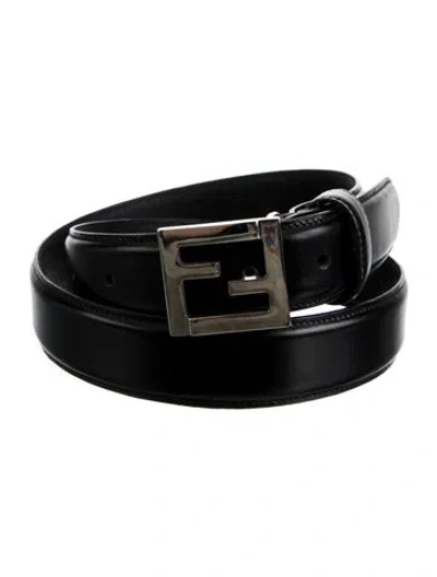 Pre-owned Fendi Vintage Signature Logo Belt In Black