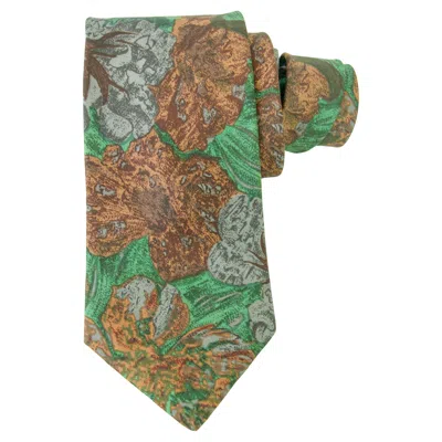 Pre-owned Fendi Vintage Silk Tie Multicolor Green Brown Unisex 58 Inch Neckwear
