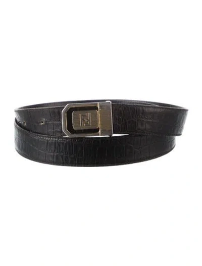 Pre-owned Fendi Vintage Skinny Waist Belt In Black