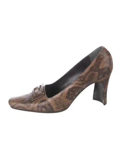 Pre-owned Fendi Vintage Snakeskin Pumps In Brown