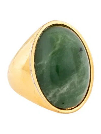 Pre-owned Fendi Vintage Stone Cocktail Ring In Green