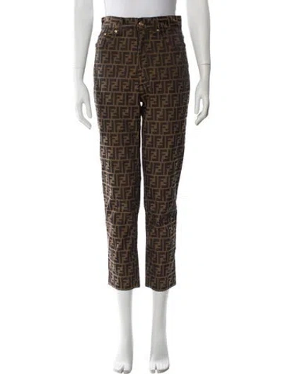 Pre-owned Fendi Vintage Straight Leg Jeans In Brown