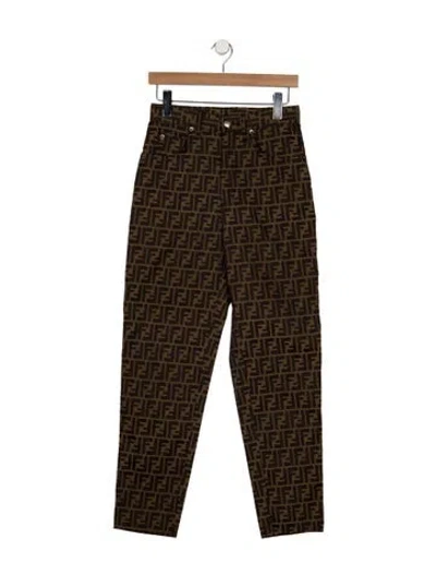 Pre-owned Fendi Vintage Straight Leg Jeans In Brown