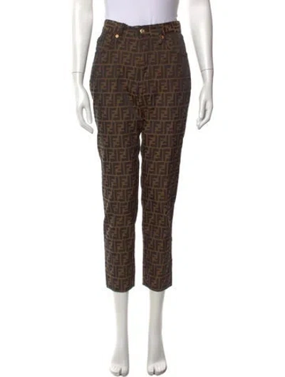 Pre-owned Fendi Vintage Straight Leg Jeans In Brown