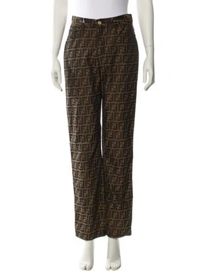 Pre-owned Fendi Vintage Straight Leg Pants In Brown