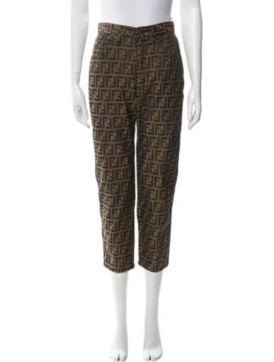 Pre-owned Fendi Vintage Straight Leg Pants In Brown
