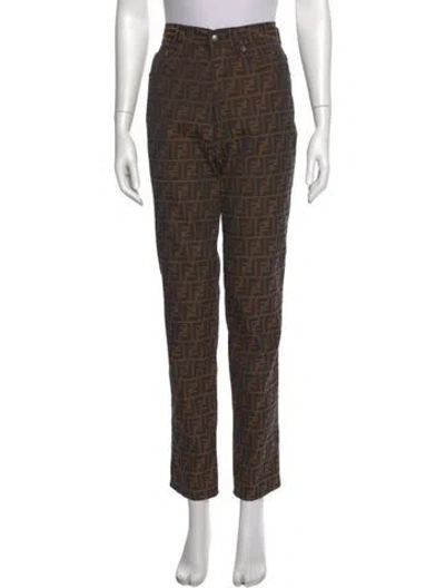 Pre-owned Fendi Vintage Straight Leg Pants In Brown