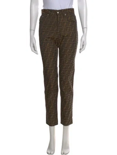 Pre-owned Fendi Vintage Straight Leg Pants In Brown