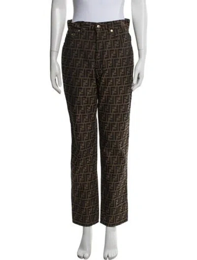 Pre-owned Fendi Vintage Straight Leg Pants In Brown