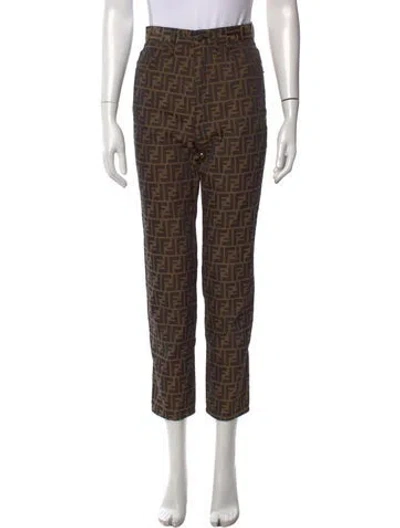 Pre-owned Fendi Vintage Straight Leg Pants In Brown