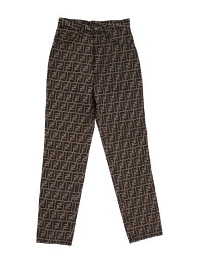 Pre-owned Fendi Vintage Straight Leg Pants In Brown